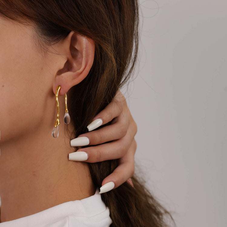 shiny gold teardrop earrings