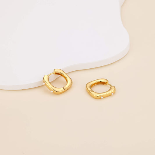 Gold square Hoop earrings