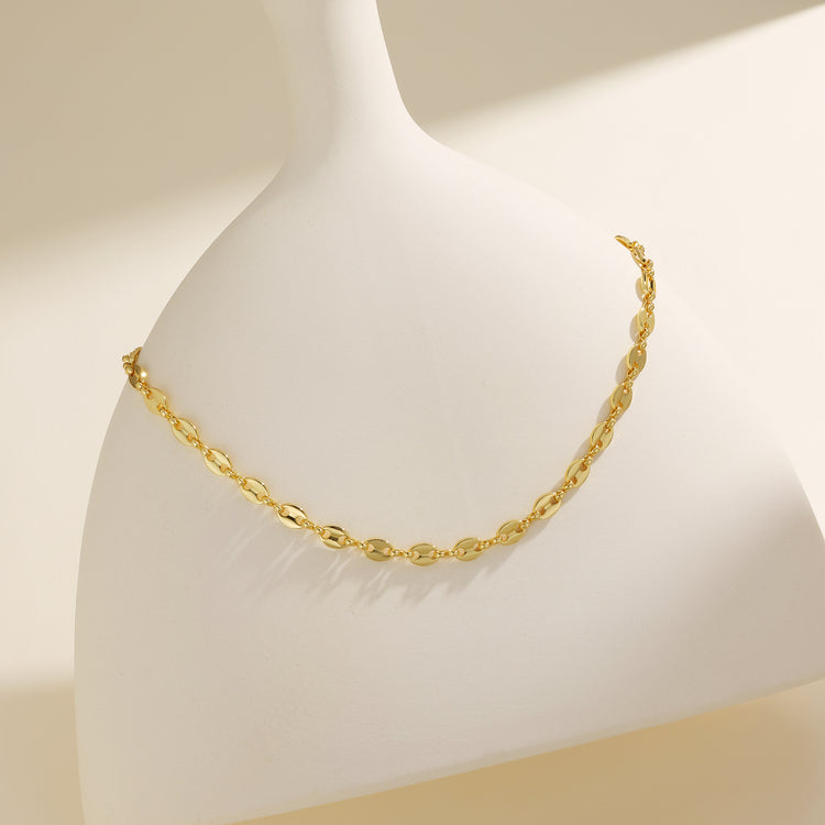 Gold Hollow Flat Necklace