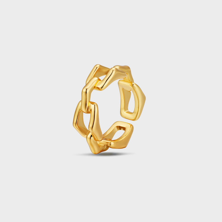 American design statement jewelry Unique hollow Thick chain open ring